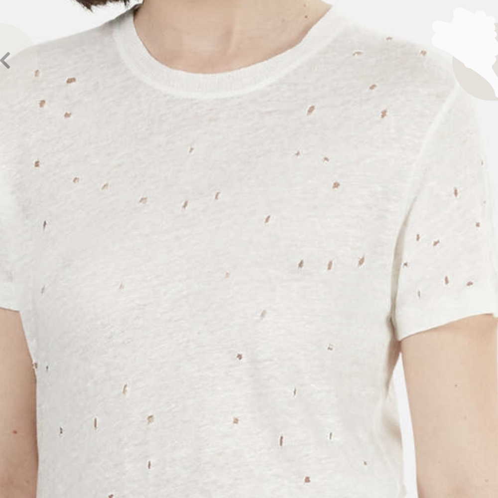 IRO Clay Holey Tee Short Sleeve 100% Linen Shredded Holes Throughout Ecru L NWOT - Picture 4 of 14